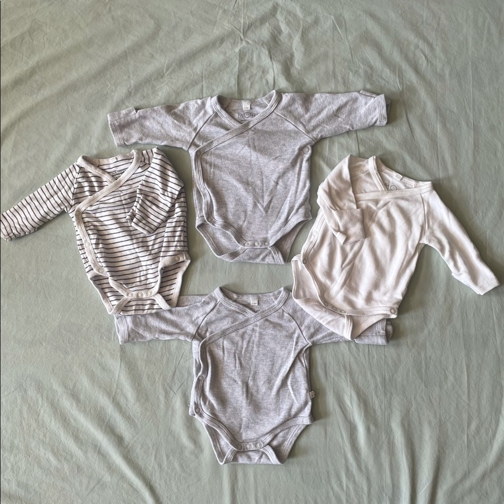 4pk Baby Mori Organic Cotton Kimono Bodysuits